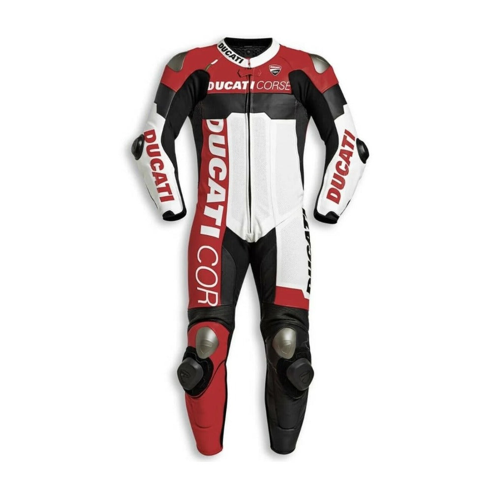 DUCATI CORSE RED MOTORCYCLE LEATHER RACING SUIT