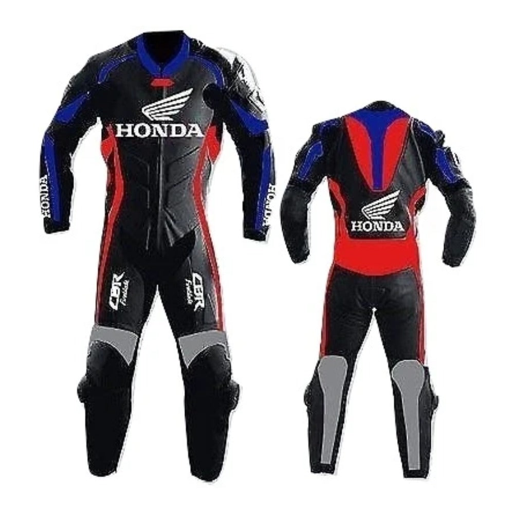 HONDA MOTORCYCLE RED LEATHER RACING SUIT