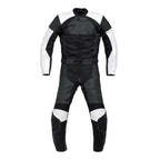 MOTORCYCLE SOLID BLACK LEATHER RACING SUIT
