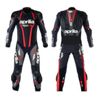 APRILIA RED AND BLACK MEN MOTORCYCLE LEATHER RACING SUIT