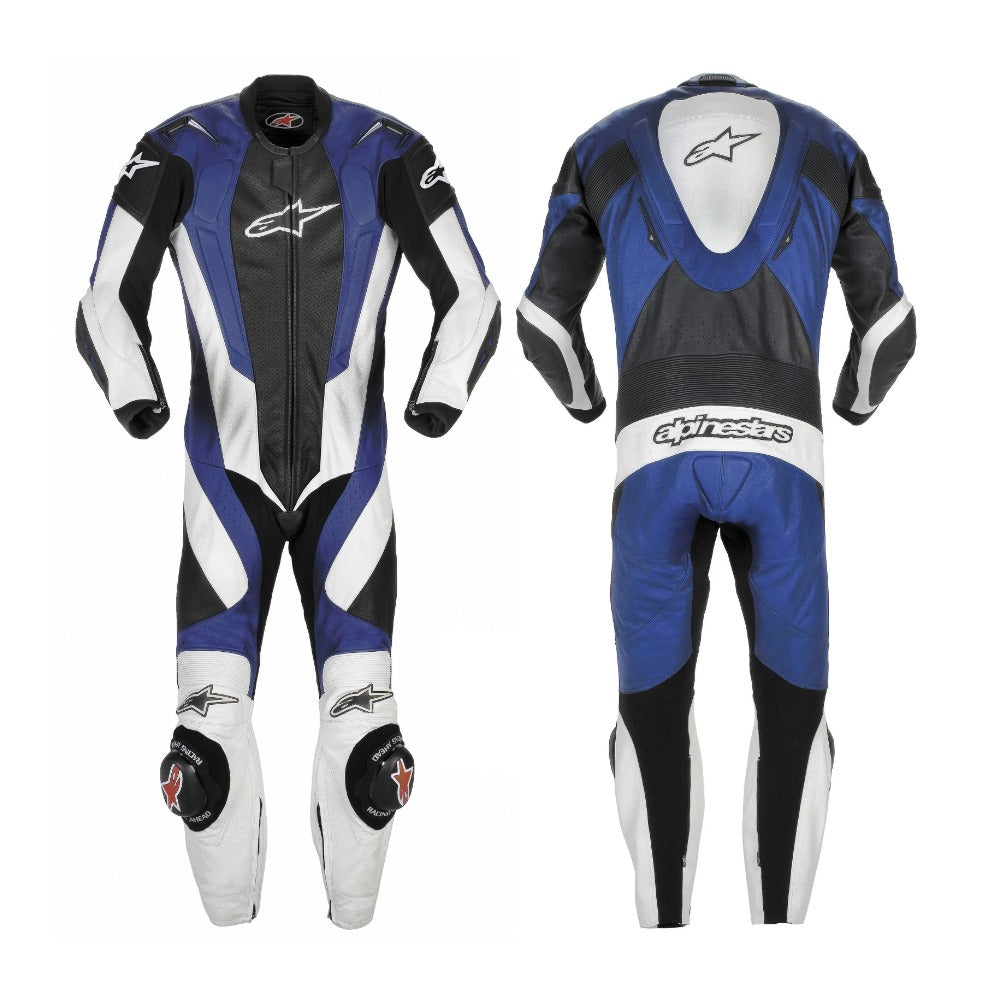 ALPINESTAR 1 PC MEN MOTORCYCLE BLUE LEATHER RACING  SUIT