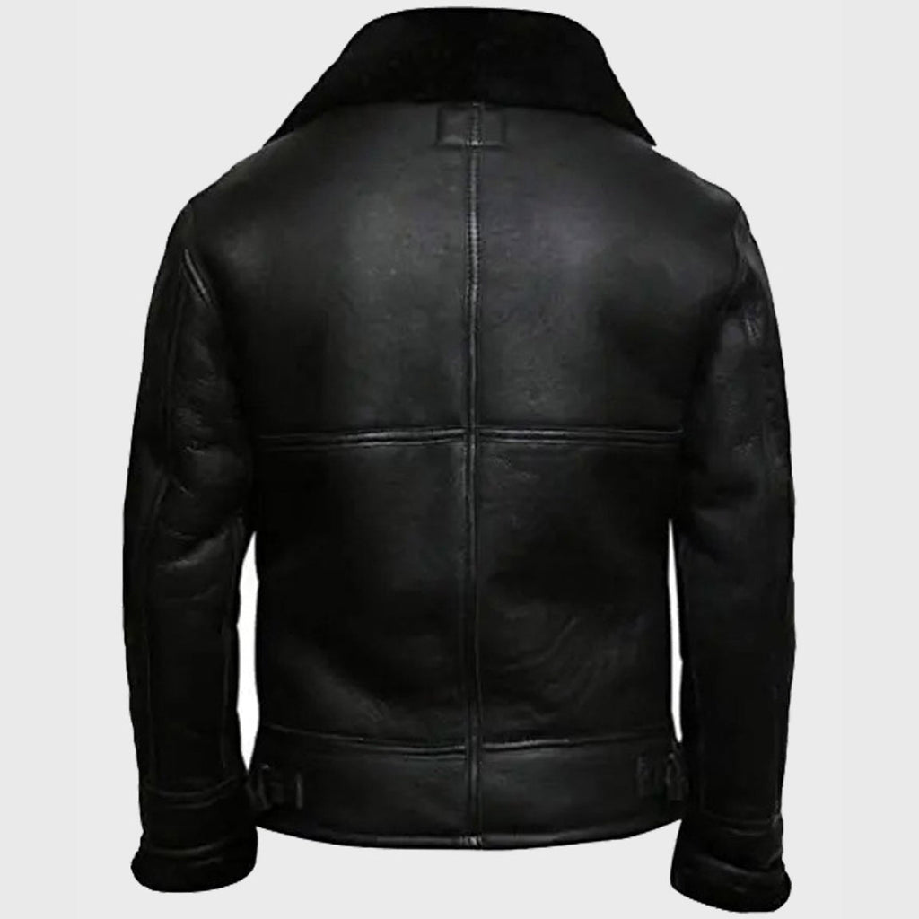 Mens Aviator Black B3 Shearling Leather Jacket