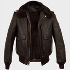 Mens A2 Brown Aviator Bomber Leather Jacket