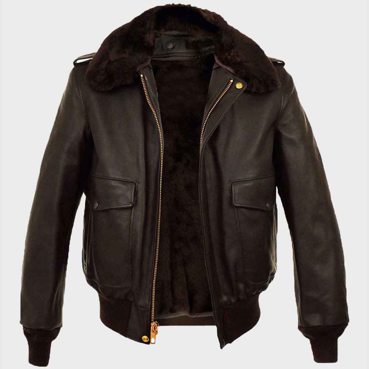 Mens A2 Brown Aviator Bomber Leather Jacket