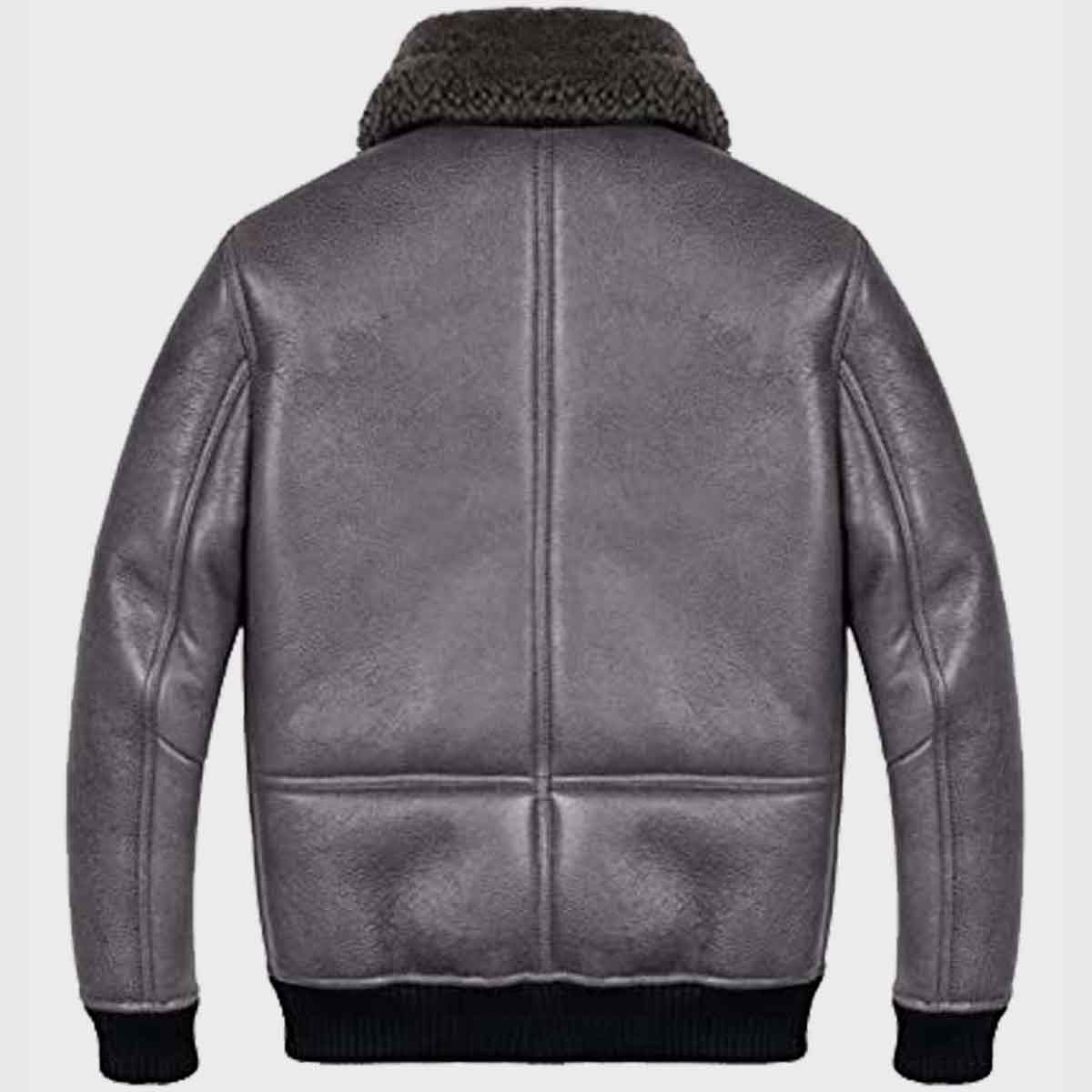 Mens Shearling Grey Sheepskin B2 Leather Jacket