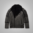 New Men Flying Sheepskin Shearling Moto Leather Flying Jacket