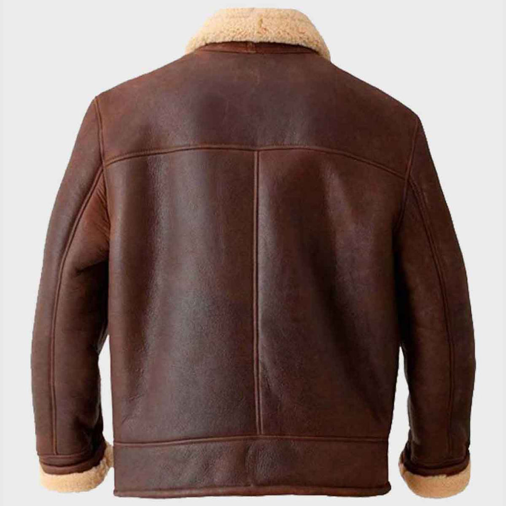 Mens Brown Aviator Shearling Leather Jacket