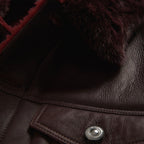 Men Chocolate Brown Trucker Aviator Sheepskin B3 Fur Shearling Leather Jacket