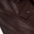 Men Chocolate Brown Trucker Aviator Sheepskin B3 Fur Shearling Leather Jacket