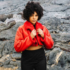Red Aviator Flight B3 Bomber Faux Fur Shearling Real Sheepskin Leather Jacket For Women