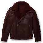 Men Dark Brown Sheepskin B3 Aviator Fur Collar Moto Shearling Leather Jacket