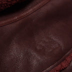 Men Dark Brown Sheepskin B3 Aviator Fur Collar Moto Shearling Leather Jacket
