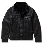 Men Black Airforce B3 Aviator Flight Fur Sheepskin RAF Shearling Leather Jacket