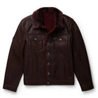 Men Chocolate Brown Trucker Aviator Sheepskin B3 Fur Shearling Leather Jacket