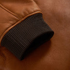 Men Brown Bomber Aviator Sheepskin Fur Collar B3 Leather Jacket