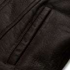 Men Dark Brown Sheepskin Airforce B3 Aviator Fur Collar Leather Jacket