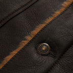 Men Dark Brown Sheepskin Airforce B3 Aviator Fur Collar Leather Jacket