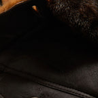 Men Dark Brown Sheepskin Airforce B3 Aviator Fur Collar Leather Jacket