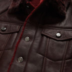 Men Chocolate Brown Trucker Aviator Sheepskin B3 Fur Shearling Leather Jacket