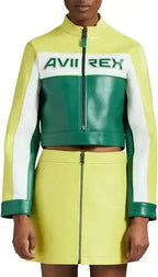 Avirex Ladies Cropped Moto Leather Jacket