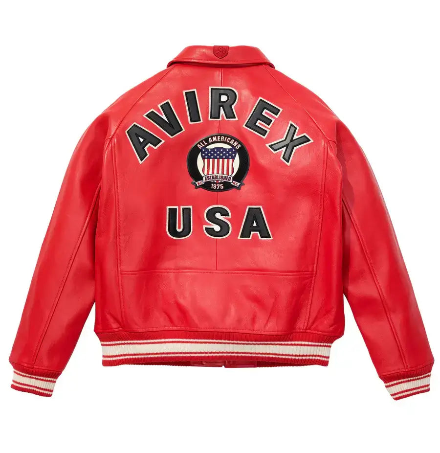 Avirex USA Red Icon Genuine Leather Jacket