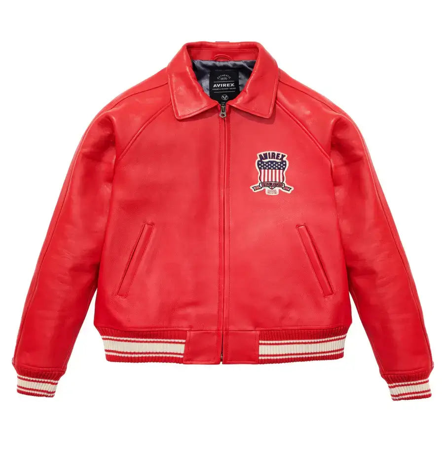 Avirex USA Red Icon Genuine Leather Jacket