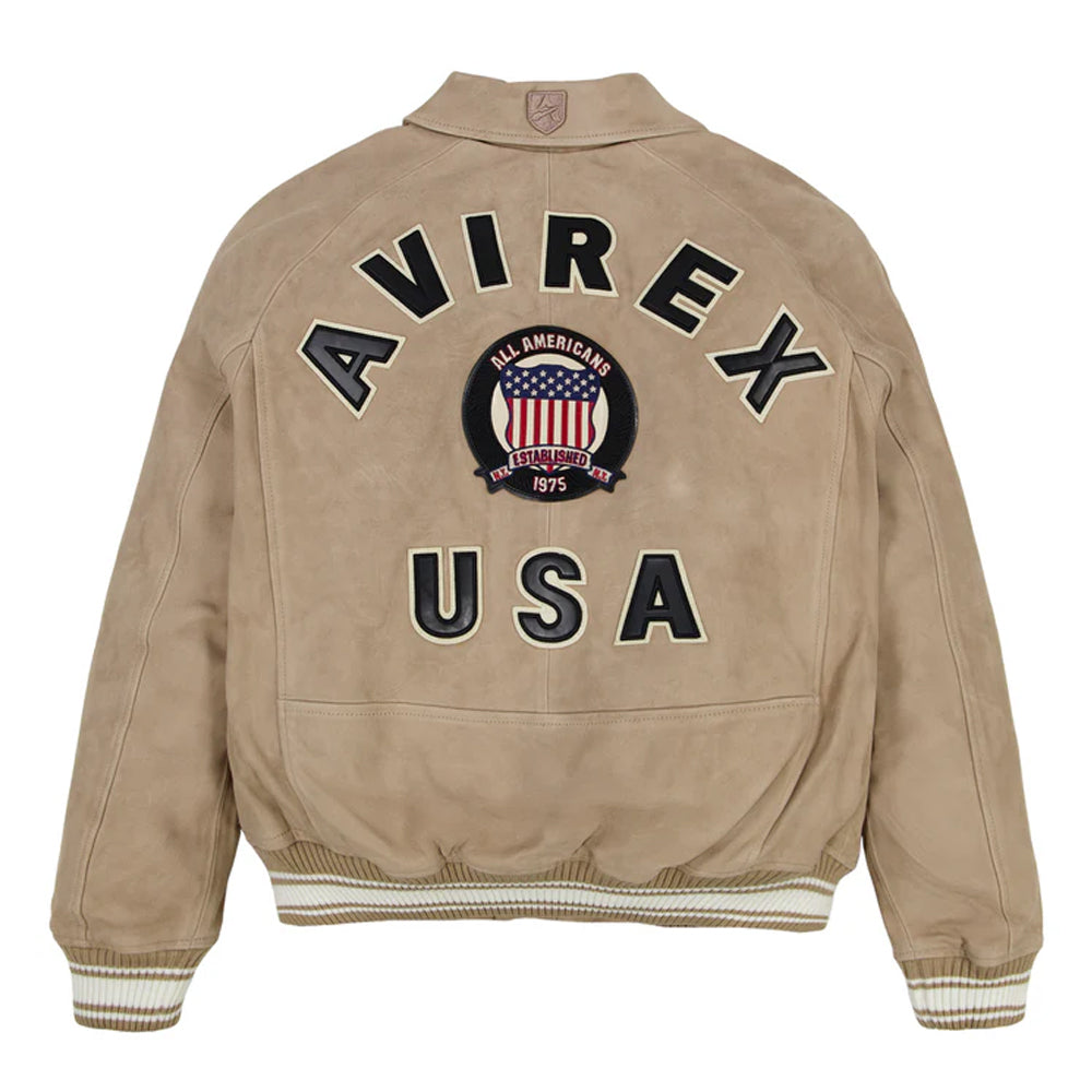 Men’s Limited Edition Avirex Suede Bomber Jacket – Vintage Varsity Style