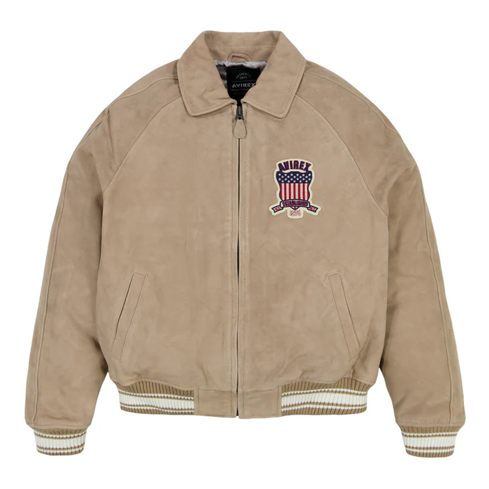 Men’s Limited Edition Avirex Suede Bomber Jacket – Vintage Varsity Style