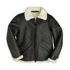 Men B-6 Black Shearling Bomber Jacket