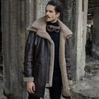 Men's Sheepskin B3 Flight Jacket Men’s Shearling Aviator Fur Long Jacket Coat