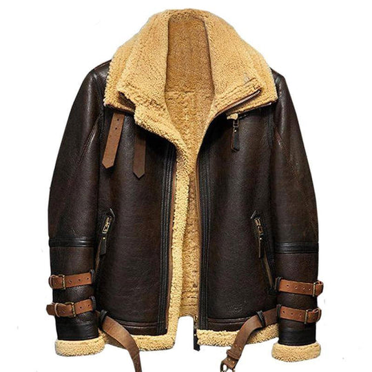 Fashion B3 Flight Sheepskin Aviator Fur Leather Jacket