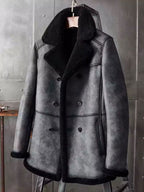 Mens B3 Shearling Long Coat Overcoat B3 Hunting Jacket