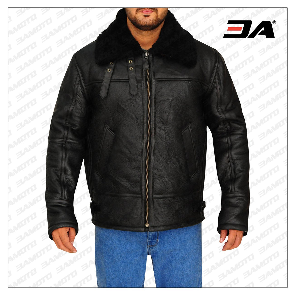 B3 Aviator Bomber Sheepskin Black Jacket