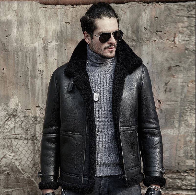 Men's B3 RAF Aviator Sheepskin Shearling Leather Jacket