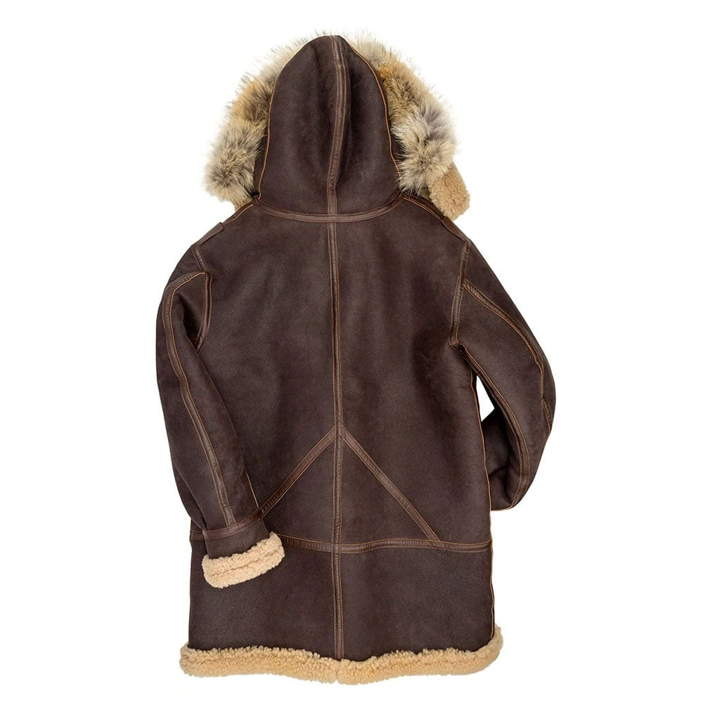 B-3 Flight RAF Bomber Brown Fur Shearling Leather Jacket