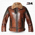 B3 RAF Aviator Men's Shearling Flying Bomber Genuine Leather Jacket Brown Shearling Leather