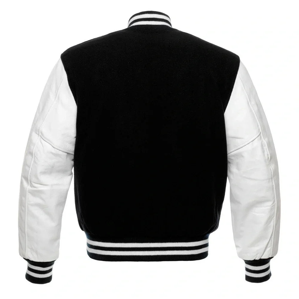 The American black and white varsity jacket