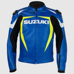 BLUE SUZUKI Motorcycle Real Leather Motogp Jacket