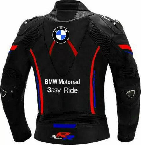BMW MOTORRAD BLACK MOTORCYCLE BLACK LEATHER RACING JACKET