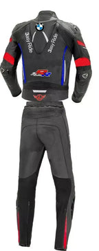 BMW Black Motorcycle Racing 2 Piece Genuine Cowhide Leather Suit