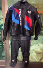 BMW Motorrad Black Racing Motorcycle 2 Piece Genuine Cowhide Leather Suit