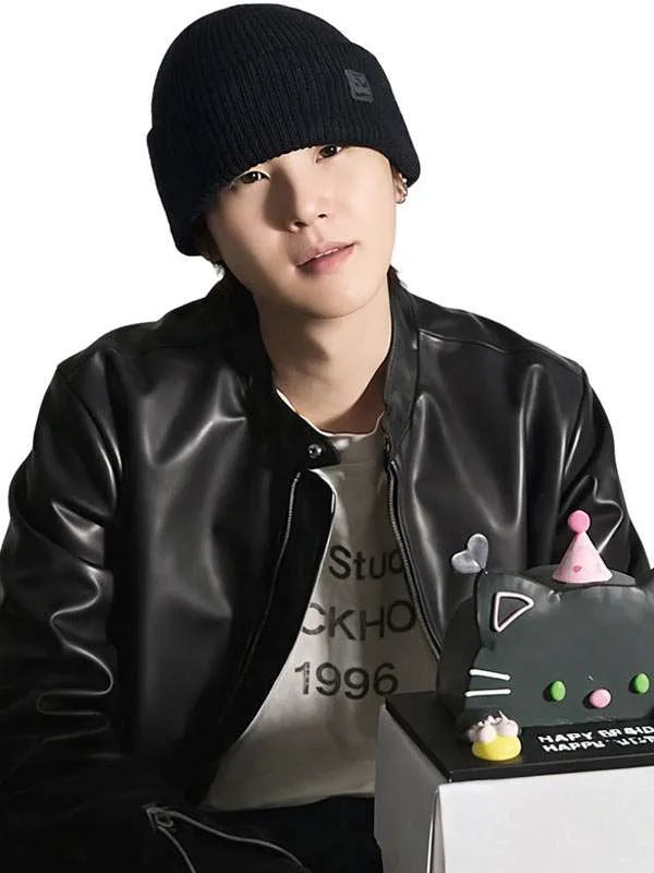 Suga 2026 Birthday Black Leather Jacket