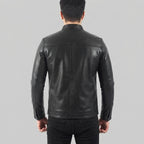 Men's Black Biker Leather Jacket - Leather Outlet