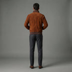 Men's Suede Blouson Long Sleeve Leather Jacket - Leather Outlet
