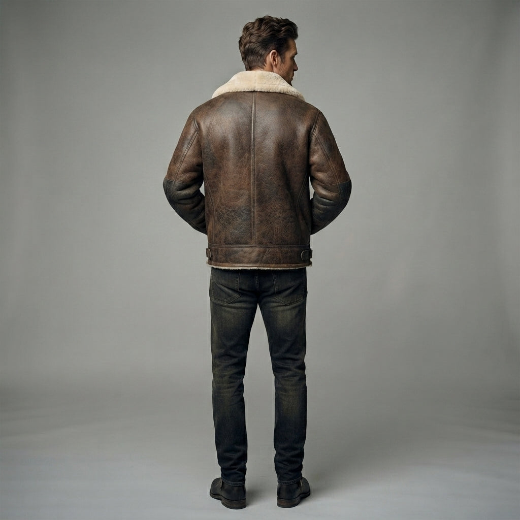 Men's Sheepskin Aviator Flying Jacket - Leather Outlet