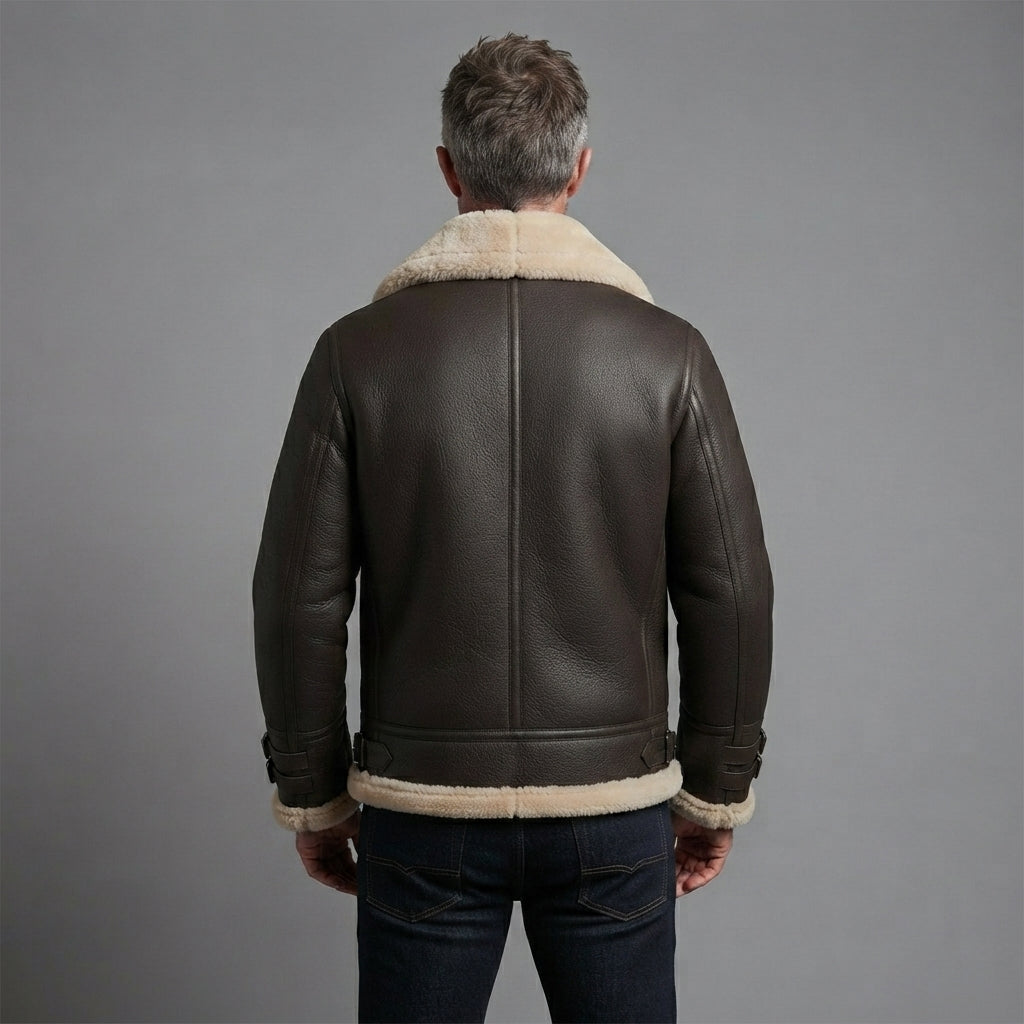 Men's B3 Style Sheepskin Leather Jacket - Leather Outlet
