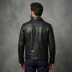 Men's Casual Black Leather Jacket - Leather Outlet