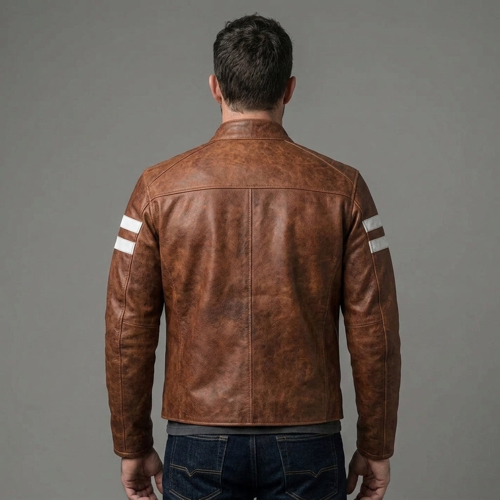 Men's Red Leather Biker Jacket - Leather Outlet