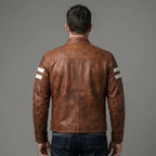Men's Red Leather Biker Jacket - Leather Outlet