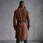 Men's Dark Brown Leather Trench Coat - Leather Outlet